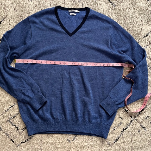 Peter Millar 1/4 Zip Men Pullover 100% Extra Fine Italian Merino Wool Sz XL Blue - Picture 2 of 4